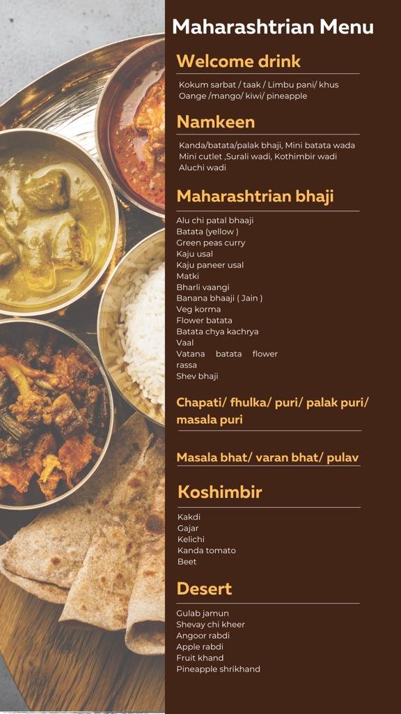 Maharashtrian vegetarian menu card for event catering in Pune